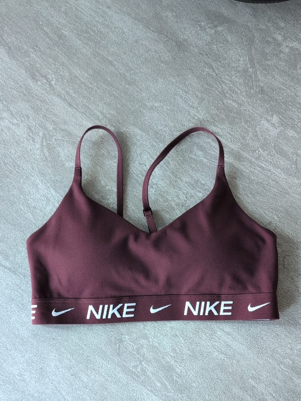 Nike Women's Burgundy Logo Elastic Sports Bra